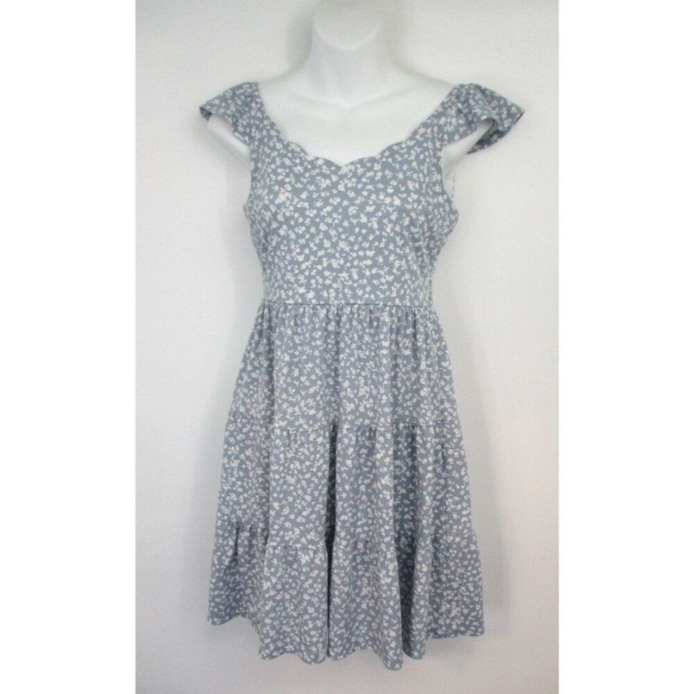 Monteau Los Angeles Blue Floral Fit and Flare Dress Womens Size S